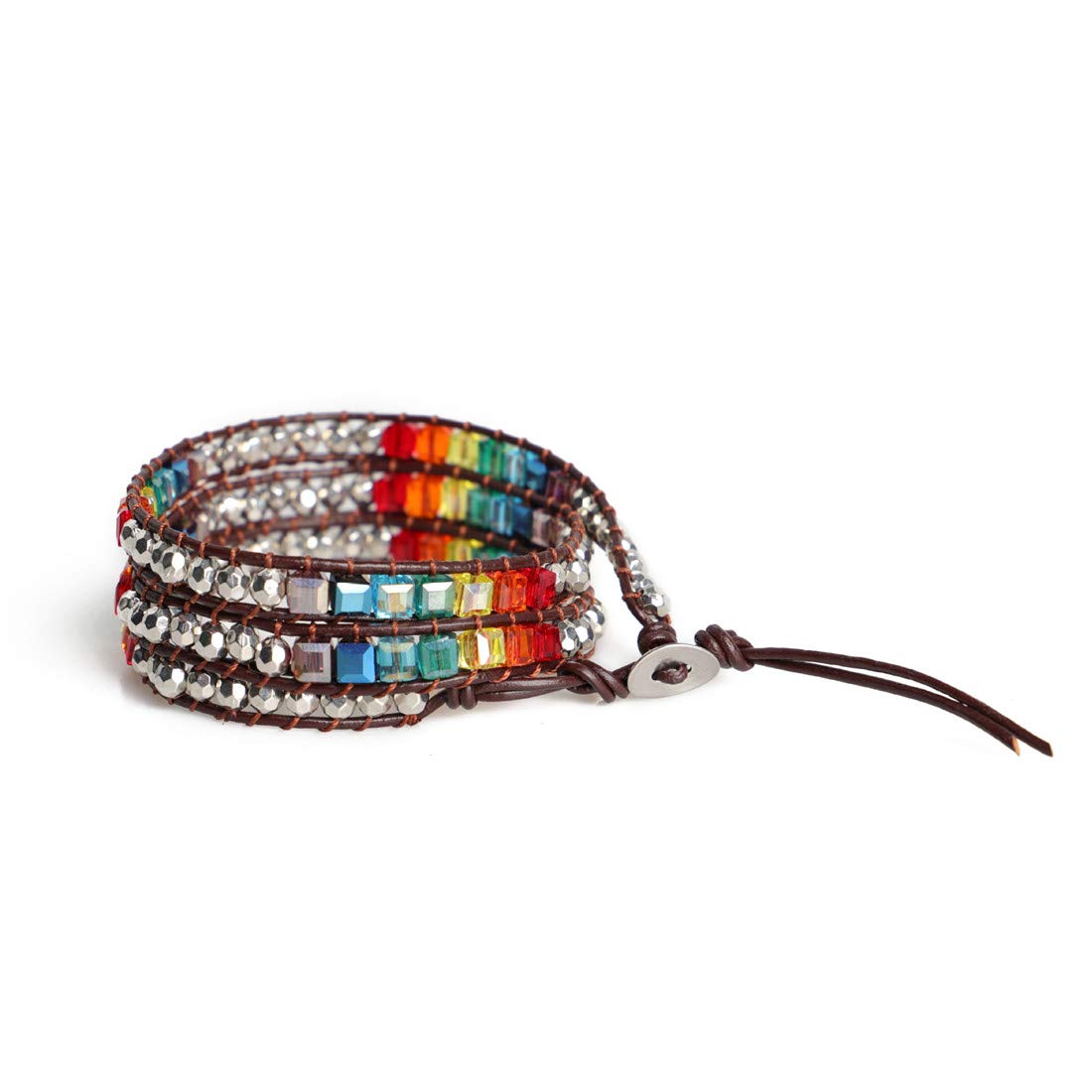 YGLINE Natural Stone Wrap Bracelet for Women Boho Bracelets Healing Crystal Beaded Bracelet Adjustable 3/5 Wraps Bracelet Handmade Birthday Gifts for