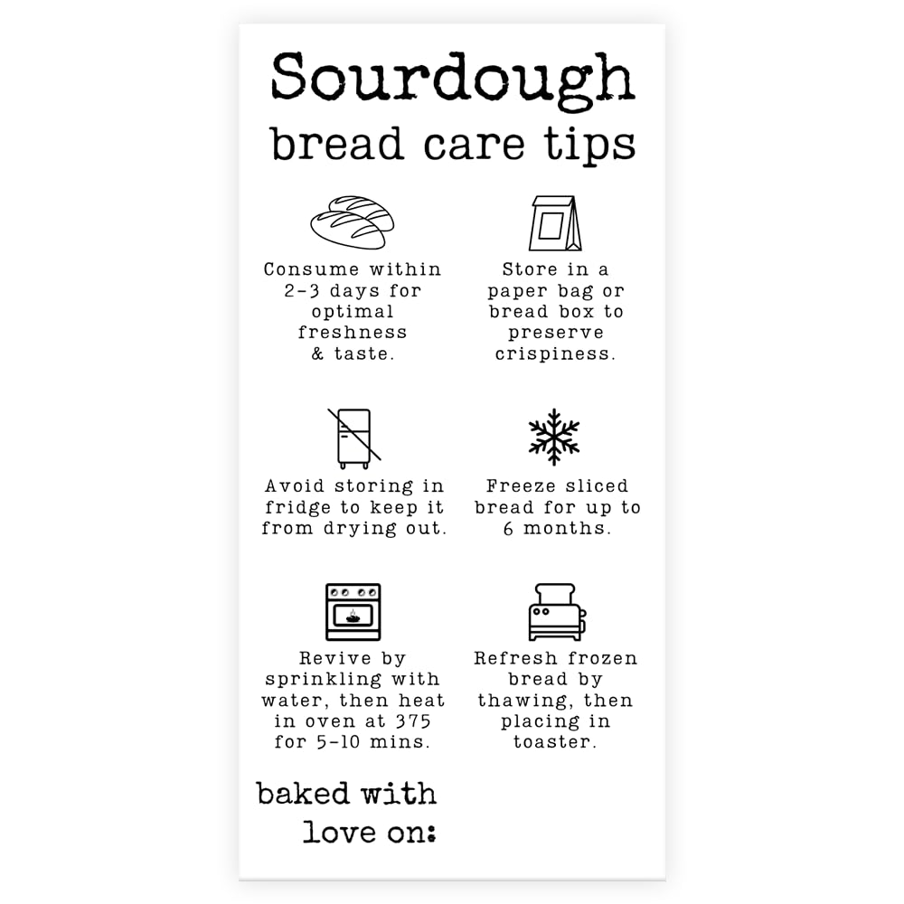 50 Sourdough Care Instructions Stickers, Sourdough Bread Labels, Sourdough Bread Baking Supplies, Sourdough Packaging Supplies, 2x4 inch (Vintage