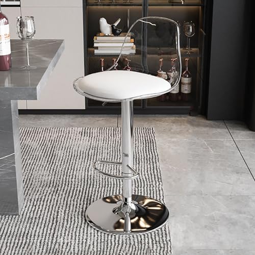 Taburetes de bar giratorios ajustables de acrílico, tapizados de piel sintética transparente, diseño sin brazos para isla de cocina, altura de mostrador