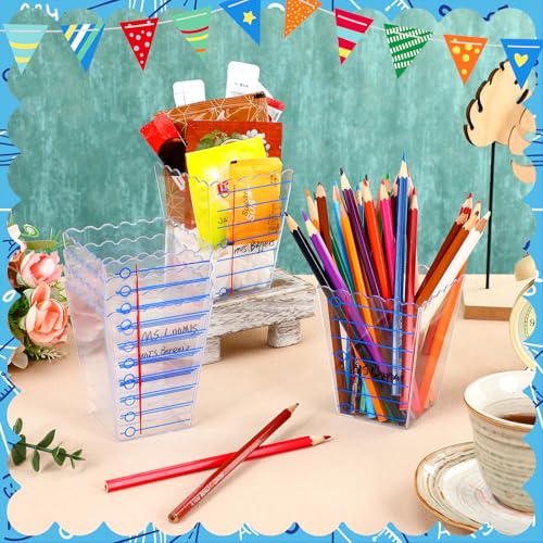 Image of Mimorou 6 Pcs Back to School Teacher Gift Box Container Notebook Pencil Composition Book Crayon Popcorn Candy Jar Containers Holders for First Day of School Party (Lined Style)
