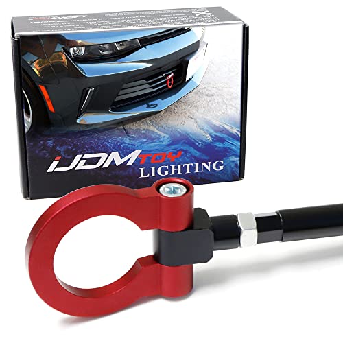iJDMTOY Red Track Racing Style Tow Hook Ring Compatible With 2016-up Gen6 Chevy Camaro (Pre-LCI), Made of Lightweight Aluminum