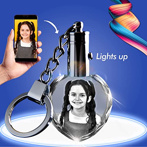 3D Innovation Crystal Keychain Photo - Lighted Custom Crystal Picture Etched Key Chain, Heart #TOP3