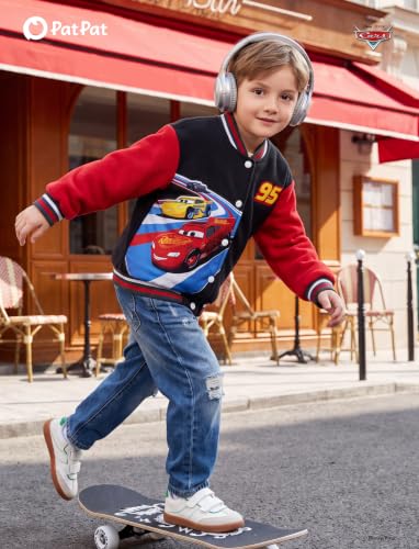 Image of Disney Marvel Bomber Jacket Spider Man Toy Story Cars Varsity Cardigan2-13Y | Officially Licensed Snap Button Coat,Fall Star Wars Graphic Cloth Top,Hulk Venom Stitch Mickey Lightning Mcqueen Kids Apparel