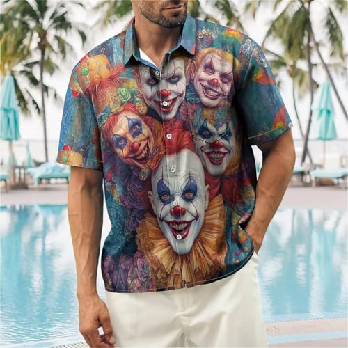 Mens Button Down Short Sleeve Hawaiian Shirt with Pocket Vacation Bowling Shirts Loose Fit Casual Tops3