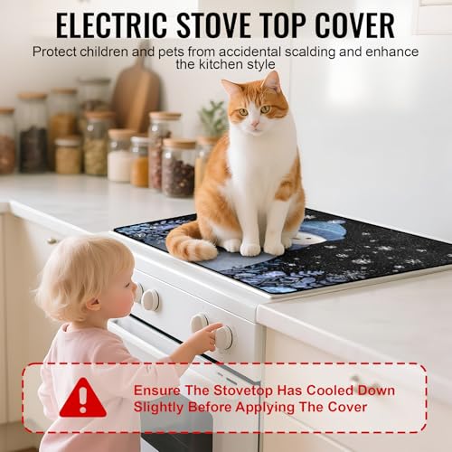 Image of Christmas Stove Top Cover for Electric Stove, Heat Resistant Glass Stove Top Cover, Stovetop Protector and Kitchen Decor, Dish Drying Mats Cover for Ceramic or Washer Top, 28.5x20.5 Inch