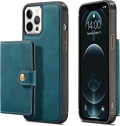 Étui de protection iPhone 13 vintage en cuir PU avec support béquille antichoc bleu - 6