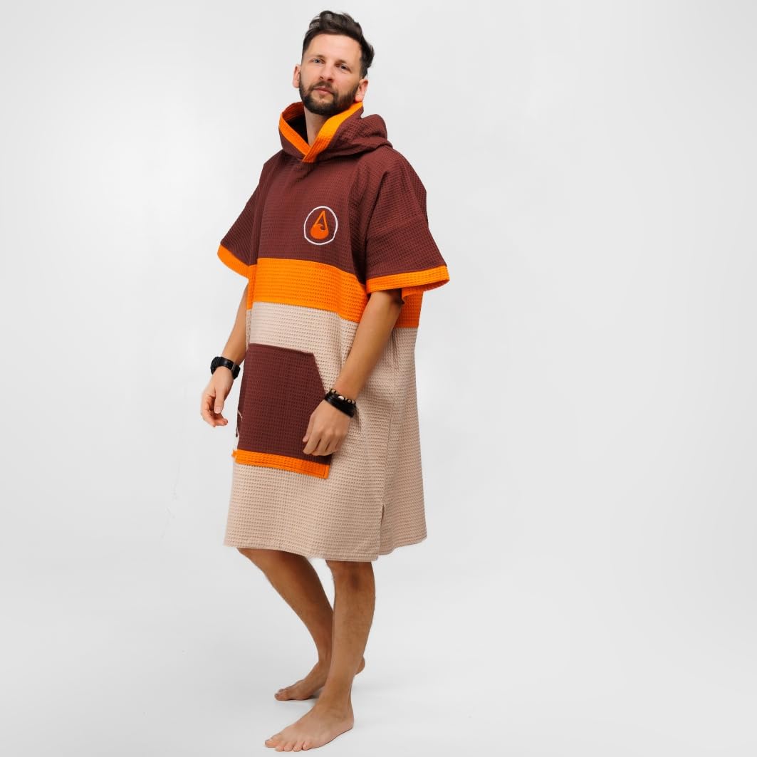 WAVE HAWAII Poncho de baño para Hombre y Mujer, Talla L/XL, 170-200 cm, 100% algodón, Poncho de Surf para Adultos, Toalla de Viaje con Alta absorción de Agua, Ayuda a la Playa para Adultos