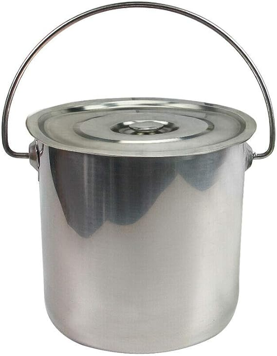 ORFOFE Edelstahl Eimer Mit Deckel - 25,5cm Mehrzweck Eimer Für Haushalt & Landwirtschaft, Rostfrei