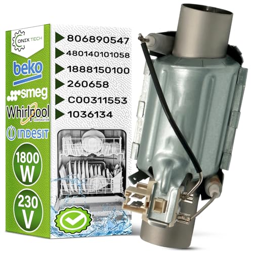 Resistance Chauffante Lave Vaisselle 1800W 230V avec le Code Original 1888150100 pour Beko 806890547 pour Smeg 480140101058 pour Whirlpool C00311553 pour Indesit -...