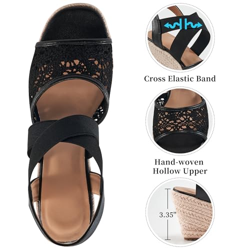 FUDYNMALC Sandals for Women Wedge Heels: Summer Dressy Platform Espadrilles Wedges - Comfortable Square Open Toe Wedding Shoes 20253
