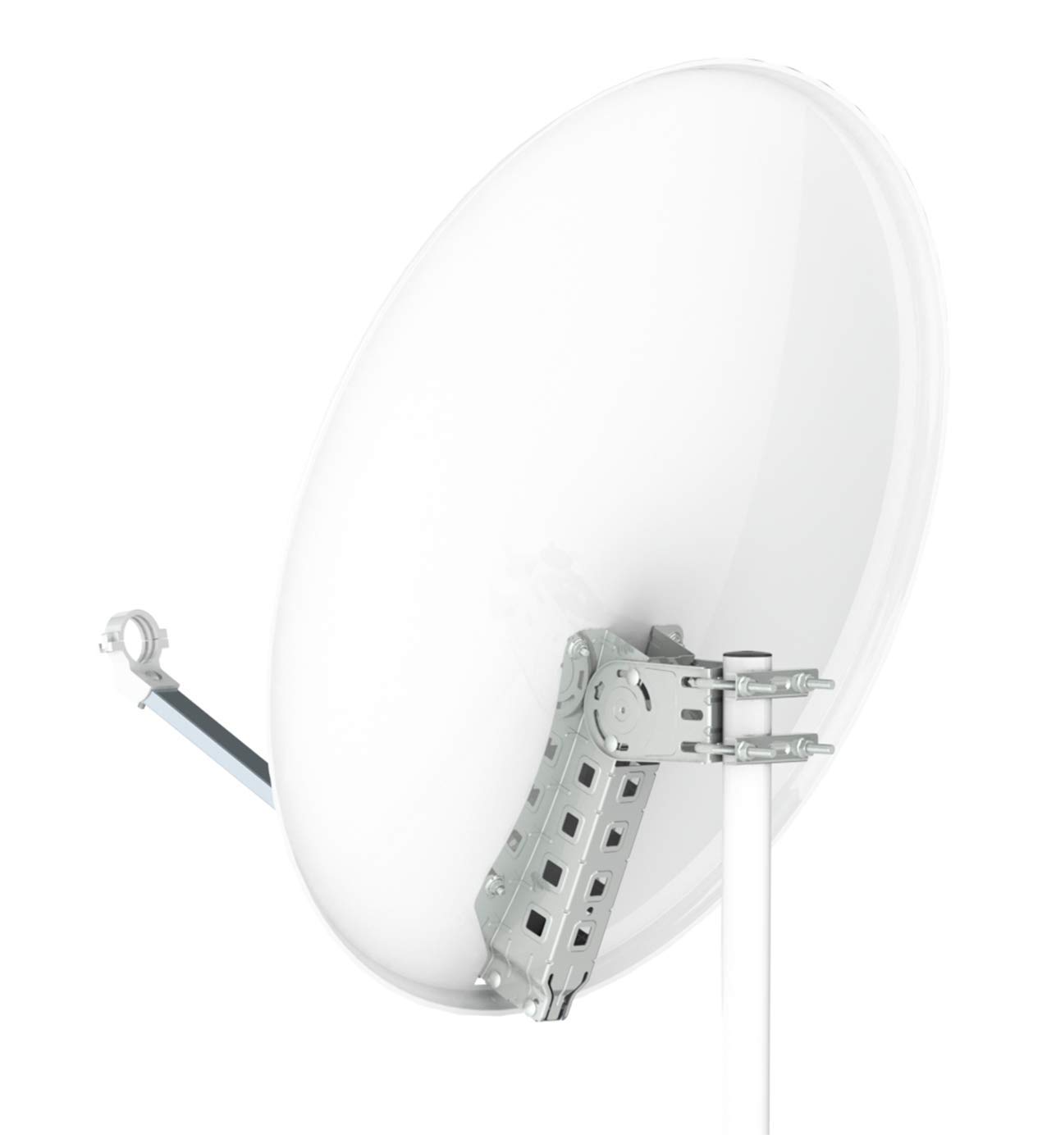 OPTICUM QA80 Satellitenschüssel 80 cm lichtgrau mit LNB Halterung & Twin LNB LTP 04H - 4K HD & 3D fähig - Witterungsbeständige Sat-Antenne aus Stahl - Sat Anlage für 2 Teilnehmer