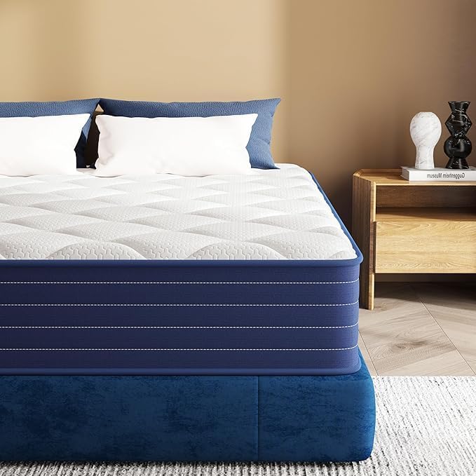 King Mattress, 12 Inch King Size Mattress in a Box, Double Mattress, Pocket Spring&Memory Foam, Medium Firm, Motion Isolation, Fiberglass Free, CertiPUR-US Certified