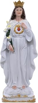 12" Tall Our Lady of America, The Immaculate Virgin Statue | Blessed Mother in White Mantle Wearing a Crown | Catholic Home Decoration | Great Religious Gift