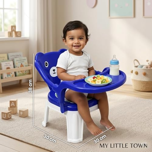 Image of MY LITTLE TOWN Kids Feeding Chair| Musical Chu Chu Chair| Baby Chair| 4-36 Months| Baby Chair| Portable| Booster seat (Blue with Blue)