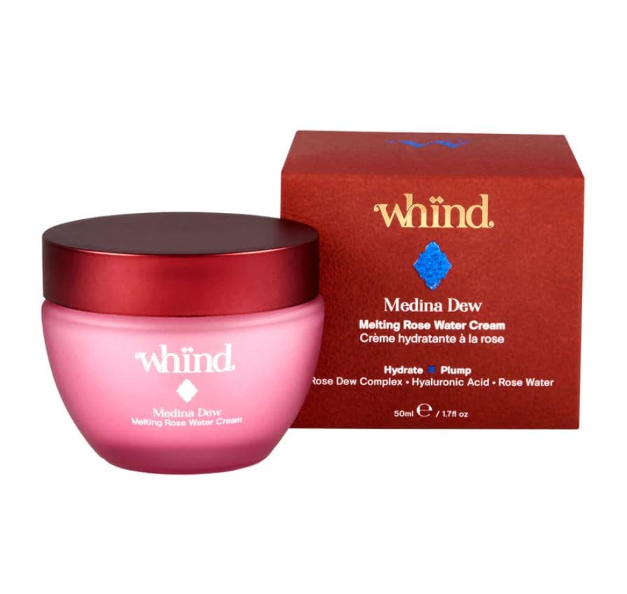 whind Medina Dew Melting Rose Water Cream – Hydrating, Daily Face Moisturizer with Hyaluronic Acid for Radiant & Glowing, Dewy Facial Skin – 50ml