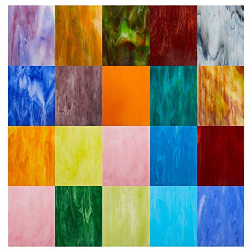 MaxGrain 20 Sheets Variety Stained Glass Sheets,4x6 inch Tiffany