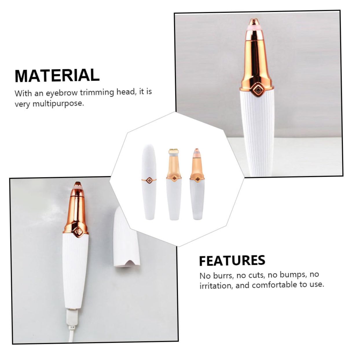 Healeved 3pezzi Rasoio Ricaricabile Per Epilatore Per Sopracciglia e Strumento Rimozione Dei Design Facile Usare e Painless Per e Personale