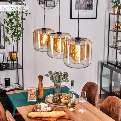 Luminaire design moderne haut de gamme avec abat-jour en verre et finitions métal noir
