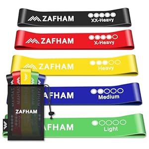 ZAFHAM Resistance Bands [Set of 5] 100% Latex Material with 5 Different Resistance Levels for Men and Women Skin-Friendly Resistance Fitness Exercise Loop Bands with 5 Different Resistance Levels