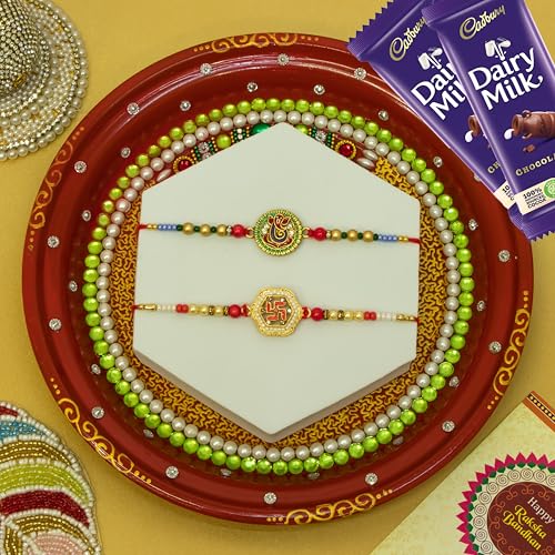 Image of Canton Rakhi For Brother With Chocolate Gift Hamper, Rakhi With Cadbury Dairy Milk, Pack of 1 Designer Rakhi For brother (2024 PK1 D25)