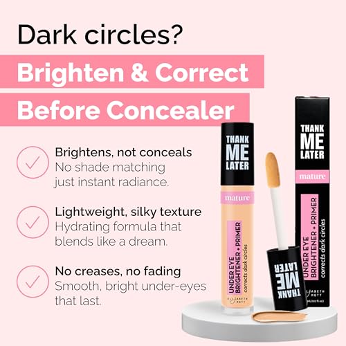 Image of Elizabeth Mott Thank Me Later Under Eye Brightener Base - Warm Peach, 5ml | Under Eye Brightener Base, Color-Correcting, Neutralizes Dark Circles, Helps Concealer Apply Smoothly & Wear Better