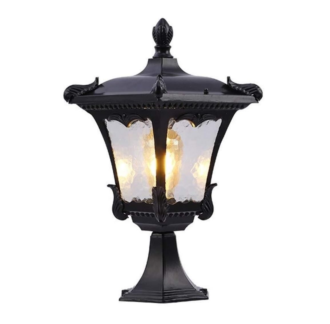 AZHKJKZH Post Cap Lights Waterproof Outdoor Pillar Lamp Aluminum GlassPost Lights Europe Fence Courtyard E27 Column Chapiter Villa Light Outdoor Garden(Bronze,21 * 43cm)