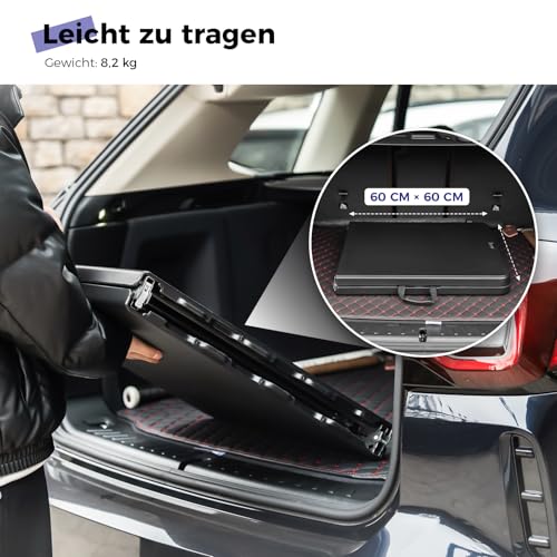 Byliable Klapptisch 120 cm tragbar, höhenverstellbar Campingtisch, Gartentisch Esstisch Partytisch klappbar faltbar, Outdoor Indoor, Schwarz