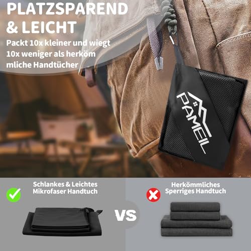 Pameil Mikrofaser Handtuch 3er Set (160x80cm Groß Badetuch +2 Stück 80x40cm Klein Handtuch)… – Ansicht 4