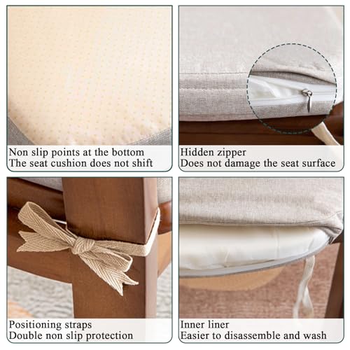 Coussin de chaise lavable contre le mal de dos, lot de 6 avec attaches bleu clair