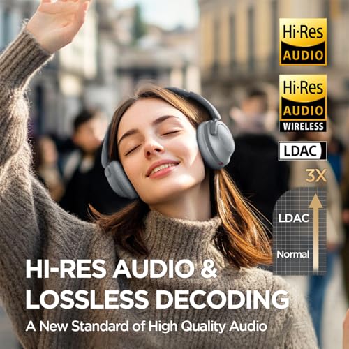 Image of 1MORE SonoFlow Pro HQ51 Active Noise Cancelling Headphones, -45dB QuietMax ANC, 40mm DLC Driver, Hi-Res Wireless /Wired, 65H Long ANC Playtime, LDAC Bluetooth, Comfort Soft Over-Ear Headphones with Mic