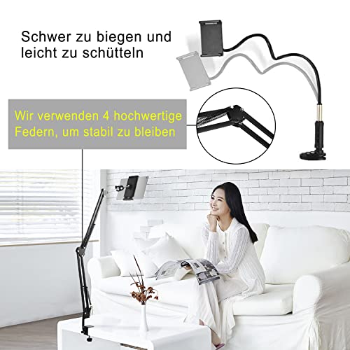 Tablet-Ständer für Bett Halterung -Ständerhalter 360 Grad Drehbarer mit Stabilem Aluminiumarm für iPad, Tablets, Telefone oder Andere Geräte mit 4,5 bis 12,9 Zoll Bildschirm