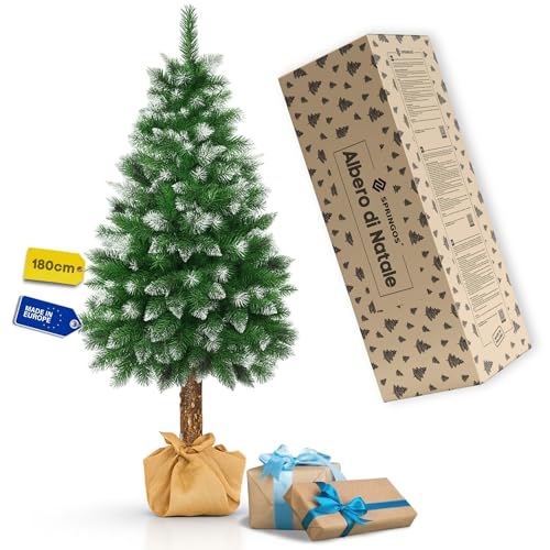 SPRINGOS Albero di Natale con tronco di legno, coni naturali,