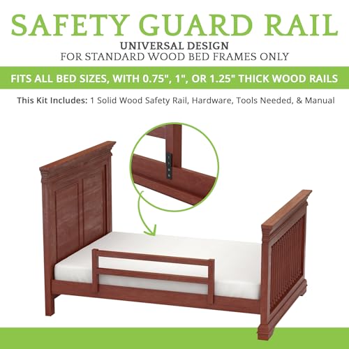 Image of CC KITS Safety Guard Rail for Baby, Kids, and Children - Solid Wood Safety Bed Rail for Toddlers - Easy Installation - Premium Protection for Bunk, Twin, Full, Queen and King Size Beds - (Cherry)