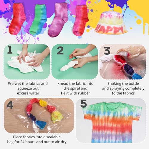 Htvront DEMA-SG-ZR-0018-US Tie Dye Kit - Spray Tie Dye Kit For Kids With 7 Vibrant Colors, Pre-Mixed Tie Dye Spray Kits, Permanent Non-Toxic Fabric Spray Dye,Tyedyedye Party Supplies Tie Dye Shirt thumb #2