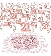 Konsait Rose Gold 21st Birthday Decorations for Women and Girl Bday Decor 21st Birthday Hanging S...