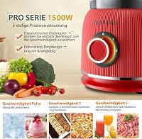 VegeNutrix 1500W Küchenmaschine und Mixer Kombination, 2,5L Zerkleinerer für Fleisch, Gemüse und Teig, 2L Standmixer mit Glasbehälter, 2 Geschwindigkeitsstufen&Pulsfunktion für Smoothies, Saft usw. – Ansicht 3