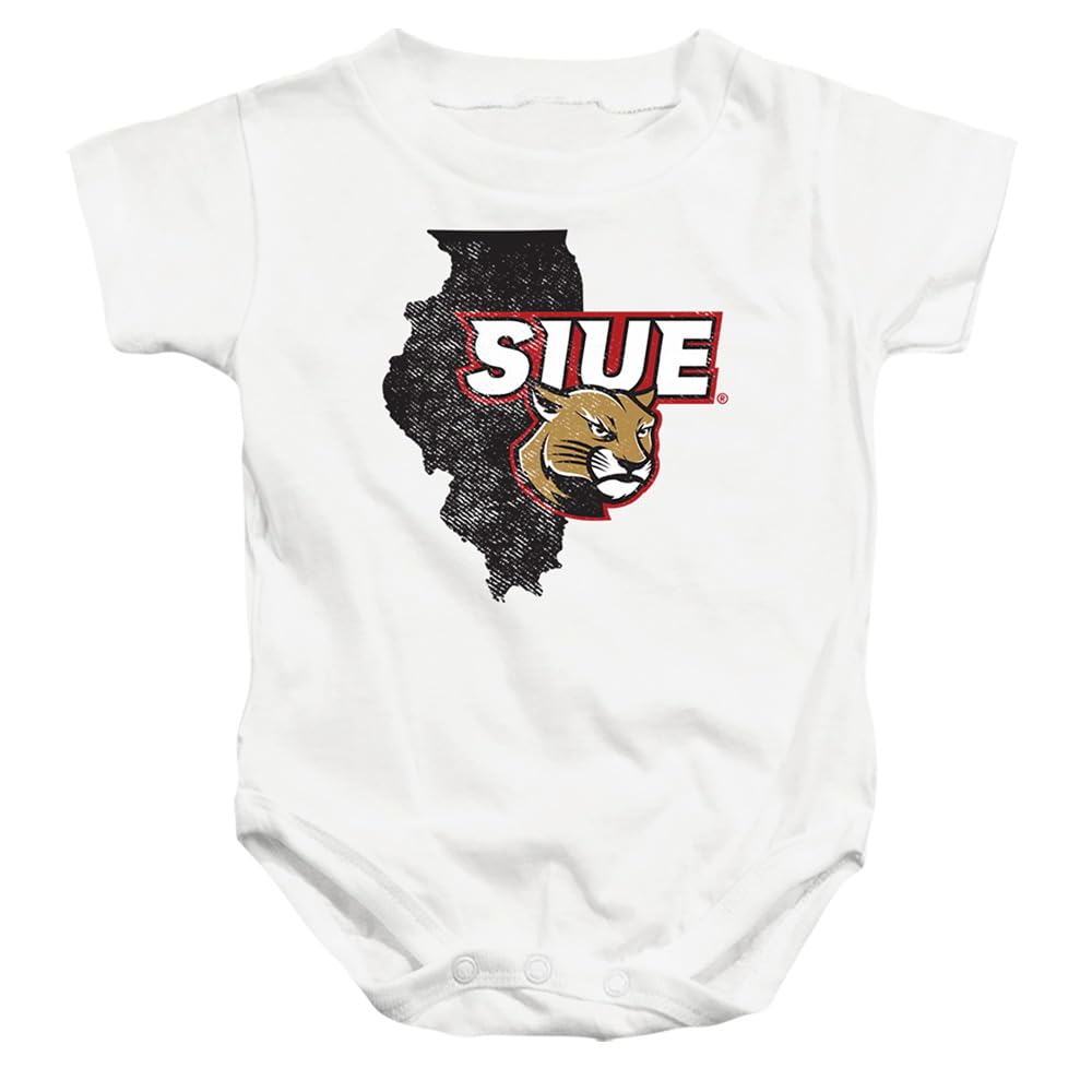 Southern Illinois University Edwardsville Official State Shape Unisex Infant Snap Suit for Baby,White, 12 Months
