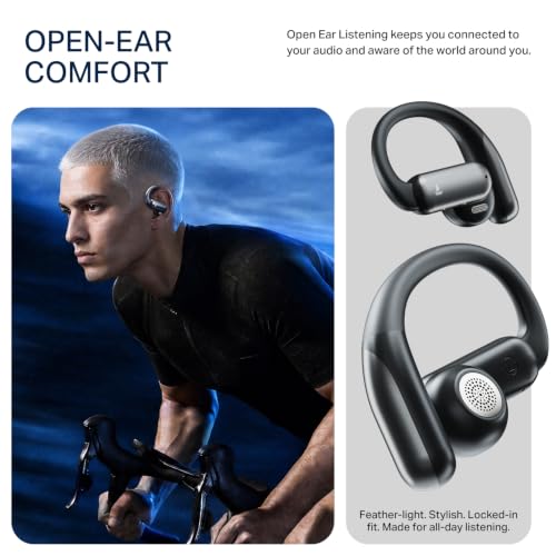 Image of boAt Airdopes Stride with Up to 50 Hrs Playtime, Quad Mics ENx Tech, Open-Ear Comfort, 13mm Drivers, Beast Mode, Spatial Audio, IPX4 Resistance, Multipoint Connectivity OWS Earbuds (Ash Black)
