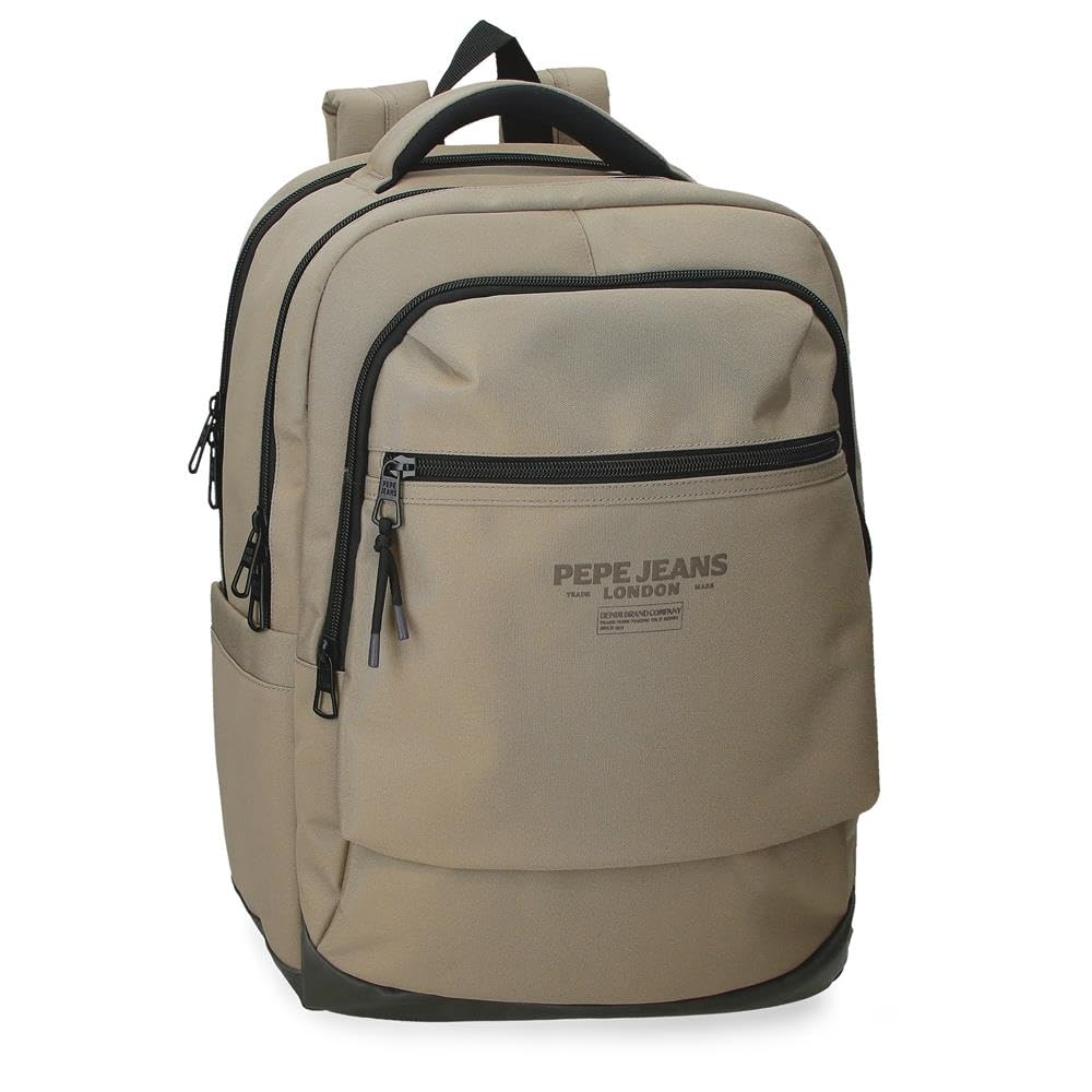 Pepe Jeans Waltford Laptop Backpack 15.6 inch Beige 30x42x14.5 cm Polyester with Synthetic Leather details 18.27L by Joumma Bags