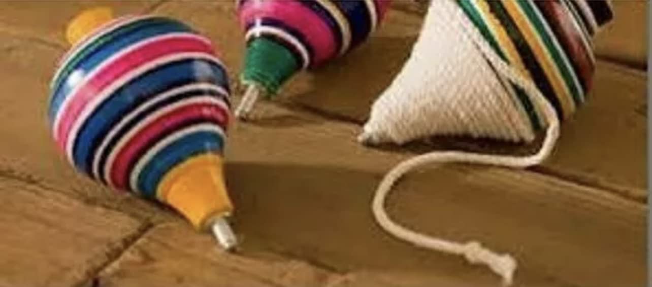 Multi-Color Wood Trompo Mexican Traditional Toy 3 Pack by Border Merchant