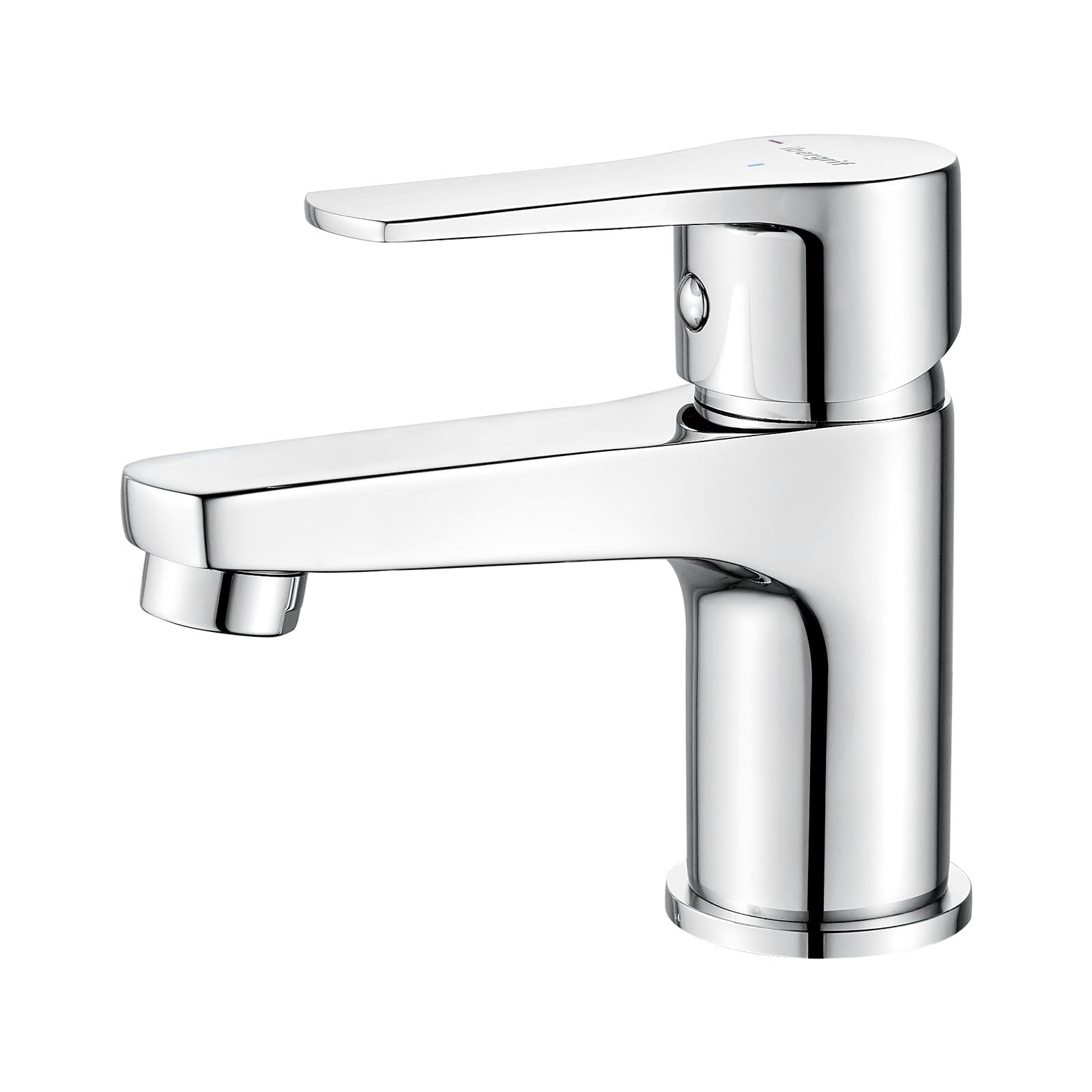 Ibergrif Waschtischarmatur mit Kaltstart - Einhebelmischer Bad & Gäste-WC, geräuscharme Keramikkartusche, Kalt-Warm-Wechsel, Auslaufhöhe 64mm, Messing verchromt, für Druckwassersysteme, M11357