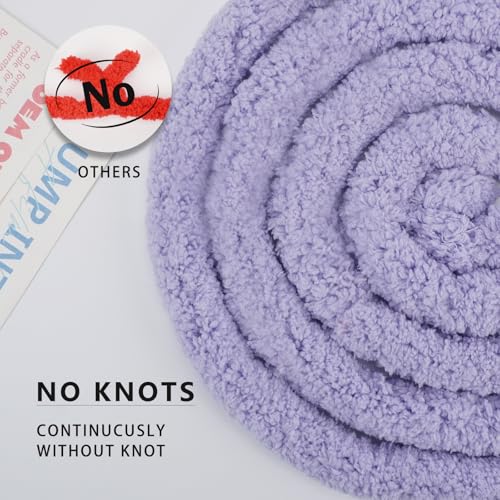 Chunky Yarn for Hand Knitting, Chunky Chenille Blanket Yarn for Crocheting, Bulky Soft Fluffy Chenille for Blanket Project, 8 Pack of 8oz/25yds, Lavender
