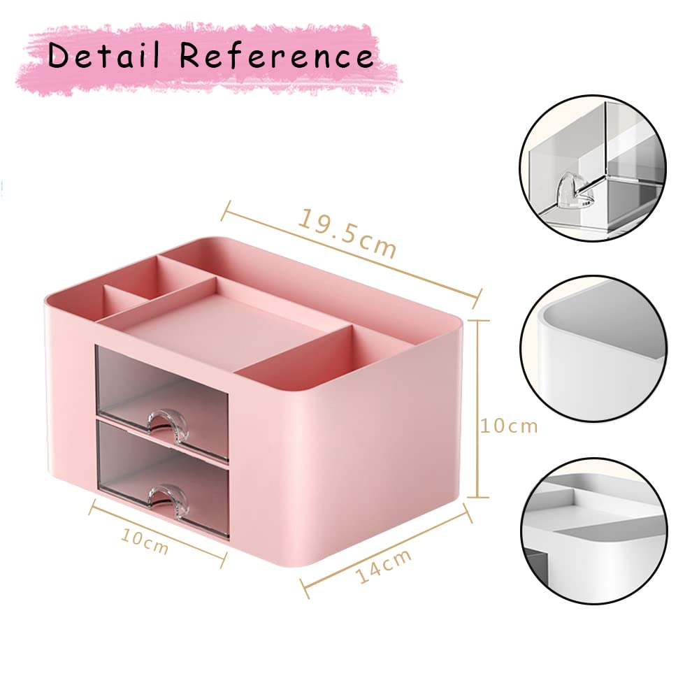 Organisateur De Bureau à 7 Compartiments Rose - Porte-Stylos Avec Tiroirs, Multifonction Et Peu Encombrant Pour Maison, École Et Travail