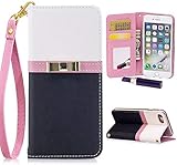 Kudex iPhone 7 Plus Wallet Case,iPhone 8 Plus Case for Women, Slim Leather Magnetic Detachable Strap Glitter Floral Design Mirror&Card Slots Folio Stand Protective Case (Black, iPhone 7 Plus/ 8 Plus)