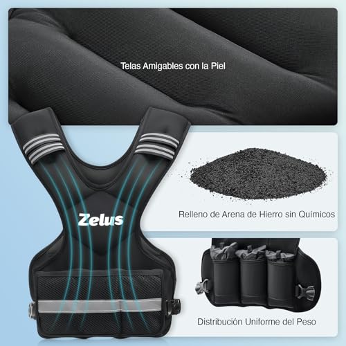 Miniatura 4 de Zelus Chaleco Lastrado Ajustable Para Gimnasio En Casa Chaleco Ajustable Con 6 Sacos De Arena De Hierro Para Cardio Entrenamiento De Fuerza Y Pérdida De Peso