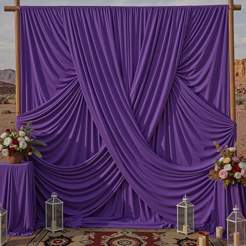 10x10ft Purple Backdrop Curtains for Parties 2 Panels 5x10ft Wrinkle-Free Polyester Background Curtains for Wedding Birthday Baby Shower Graduation Decorations
