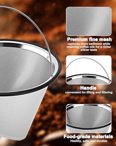 Image of 2 Pack #4 Coffee Filter Compatible with Technivorm Moccamaster 79112 KBT 53923 KBGV 59691 KB etc Coffee Machines, Reusable Food-Grade Safe Material Stainless Steel Mesh coffee filters #4 Durable