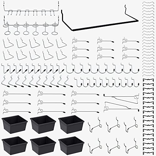 Assortiment de 165 crochets perforés pour organiser divers outils, avec bacs perforés, 80 verrous Cover