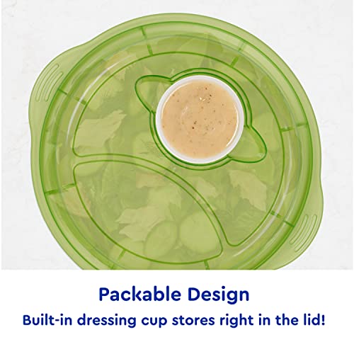 Easylunchboxes® - Salad To-Go Containers - Reusable Bowl With Built-In, Leak-Proof Dressing Cup For Salad, Pasta, Cereal, Rice & More - Great For Work, Travel, & Meal Prep, Set Of 4 (Classic) #TOP3