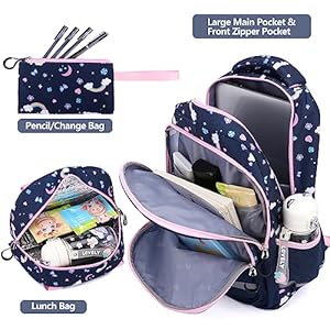 School backpack kids set middle elementary preschool with lunch bag pencil case bookbags for boys girls  urban country home decor
